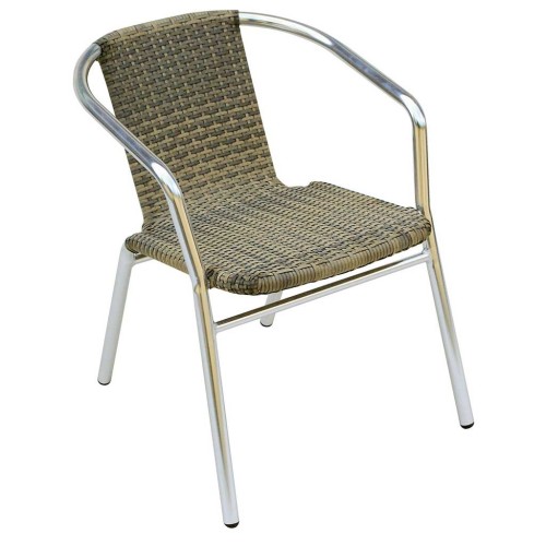 Sedia bar in alluminio e wicker avana spazzolato Mama Garden CC 29