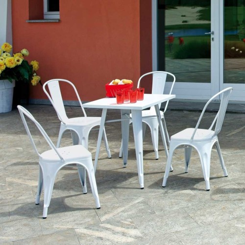 Sedia da giardino in lamiera galvanizzata color avorio CC 36A