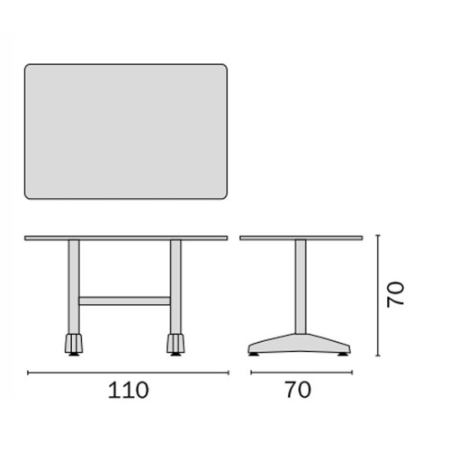 Tavolo rettangolare 110×70 in alluminio e acciaio Mama Garden TC 17