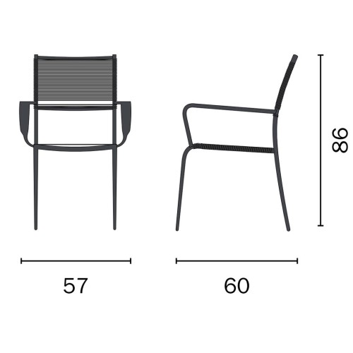 Sedia da giardino in alluminio antracite Capraia Mama Garden CHA 31