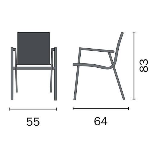 Sedia da giardino in alluminio e textilene grigio Pienza Mama Garden CHA 25