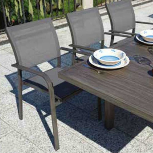 Sedia in alluminio effetto legno scuro Crans Montana Mama Garden CHA 16M