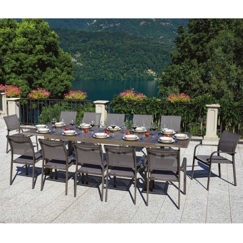 Sedia in alluminio effetto legno scuro Crans Montana Mama Garden CHA 16M