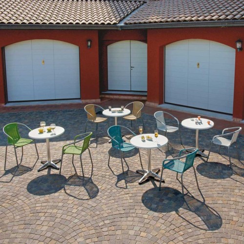 Sedia da giardino in ferro e filo plastificato color naturale Mama Garden CC 17N