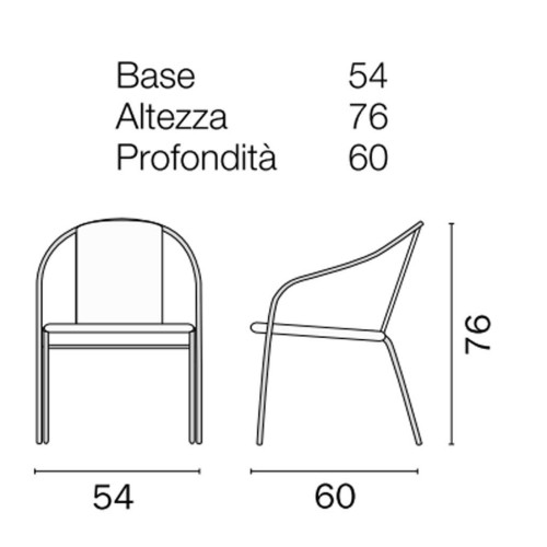 Sedia da giardino in ferro e seduta in plastica nera Mama Garden CC 35N