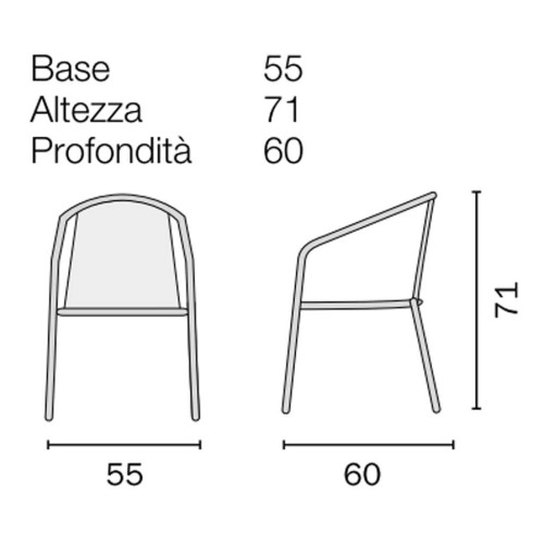 Sedia in ferro da giardino con seduta in plastica nera Mama Garden CC 20N