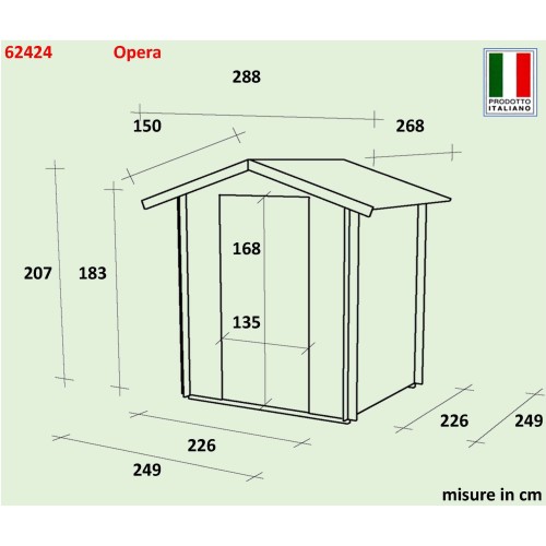 Casetta da Giardino Opera Alce 249x249cm - Spaziosa e Raffinata