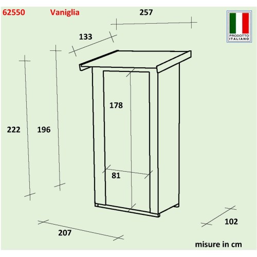 Casetta da Giardino Addossata Vaniglia - Legno Abete Rosso Nordico - 2 Anni di Garanzia - Certificata PEFC