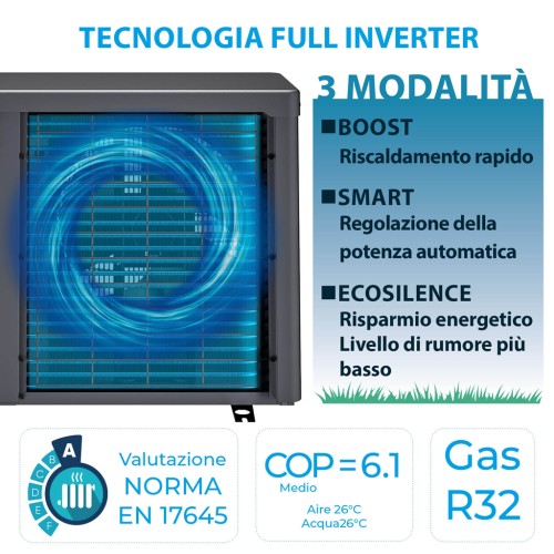 Pompa di calore Full Inverter con connessione a internet, per piscine fino a 30m³