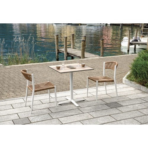 Sedia Milano Contract – Alluminio Bianco e Twist Wicker Paglia, Impilabile