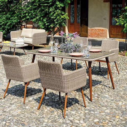 Set giardino rattan 4 sedie e tavolo Mama Garden DS 03