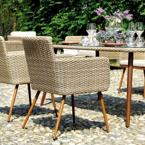 Set giardino rattan 4 sedie e tavolo Mama Garden DS 03