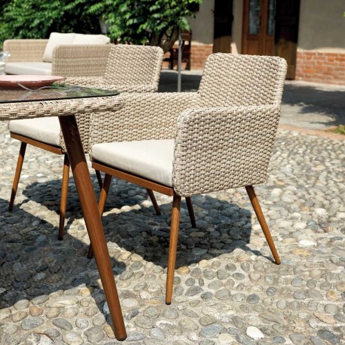 Set giardino rattan 4 sedie e tavolo Mama Garden DS 03