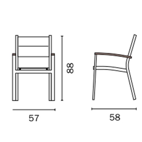 Sedia da giardino alluminio Bastia 57×58 Mama Garden CHT 80